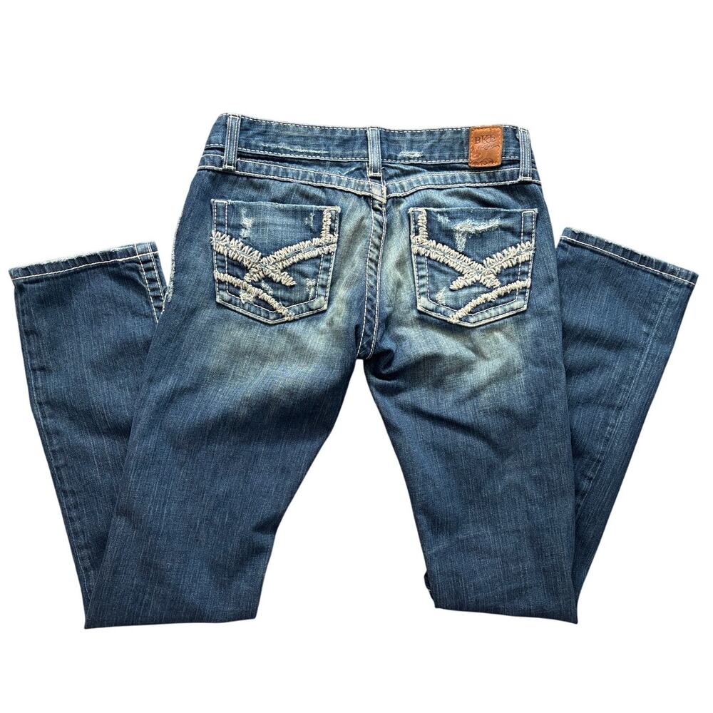 BKE Women's Skinny Jeans - Indigo with Cream Stitching